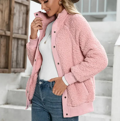 Veste Cardigan en Peluche d'Agneau