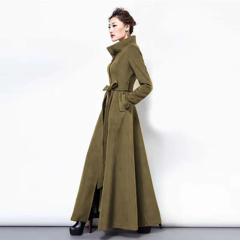 Robe Manteau Slim en Laine au-dessus du Genou