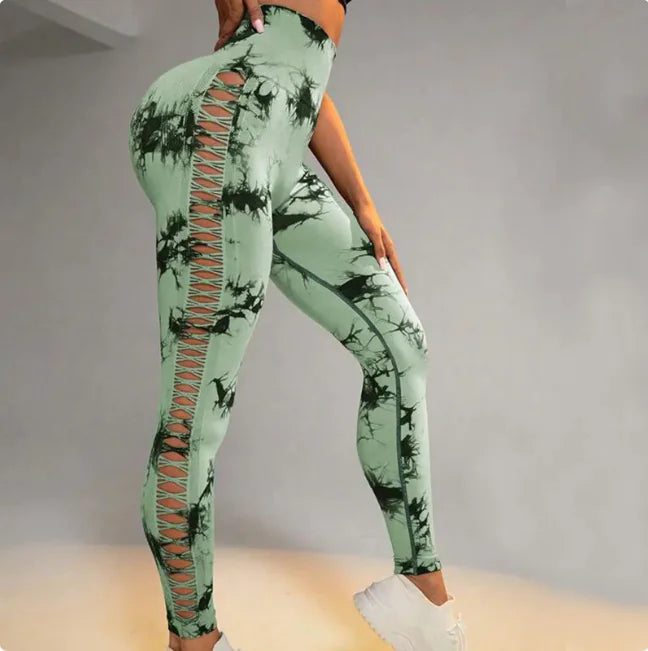 Tie-Dye High-Waist Mesh Yoga Leggings