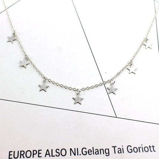 Collier Choker en Chaîne Argentée avec Étoile