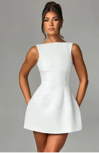 Robe Mini A-Ligne Sexy à Profond Décolleté en V