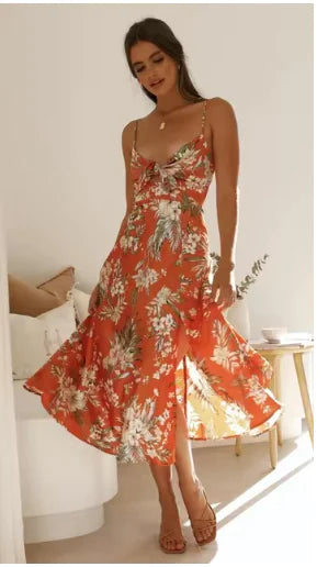 Robe Sans Manches à Imprimé Floral – Col V