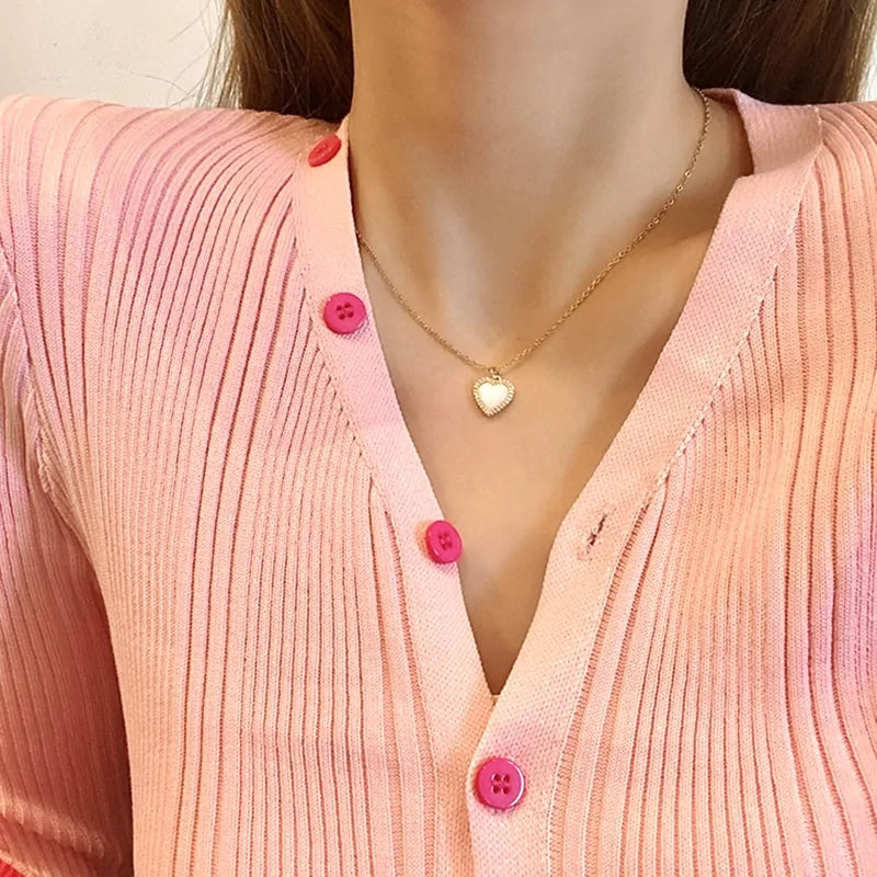 Collier en Opale en Forme de Cœur Doré