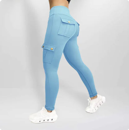 Pantalons de Fitness Élastiques avec Poches pour Femmes