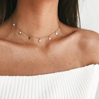 Collier Choker en Chaîne Argentée avec Étoile