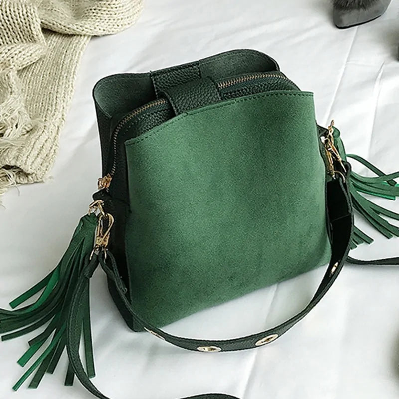 Sac Seau Vintage en Suédine pour Femmes