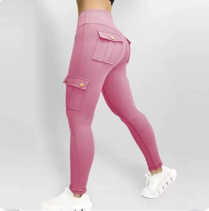 Pantalons de Fitness Élastiques avec Poches pour Femmes