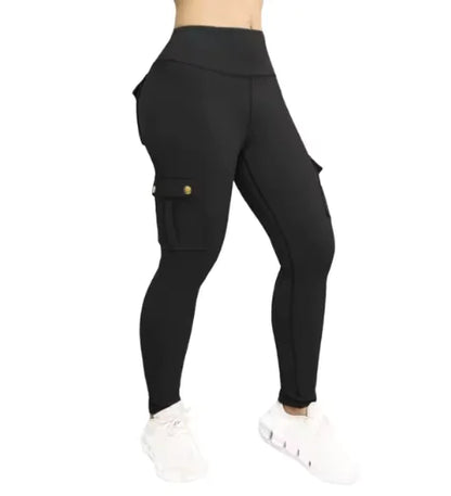 Pantalons de Fitness Élastiques avec Poches pour Femmes