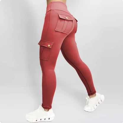 Pantalons de Fitness Élastiques avec Poches pour Femmes