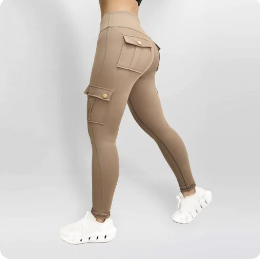 Pantalons de Fitness Élastiques avec Poches pour Femmes