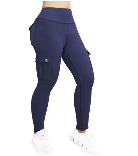 Pantalons de Fitness Élastiques avec Poches pour Femmes